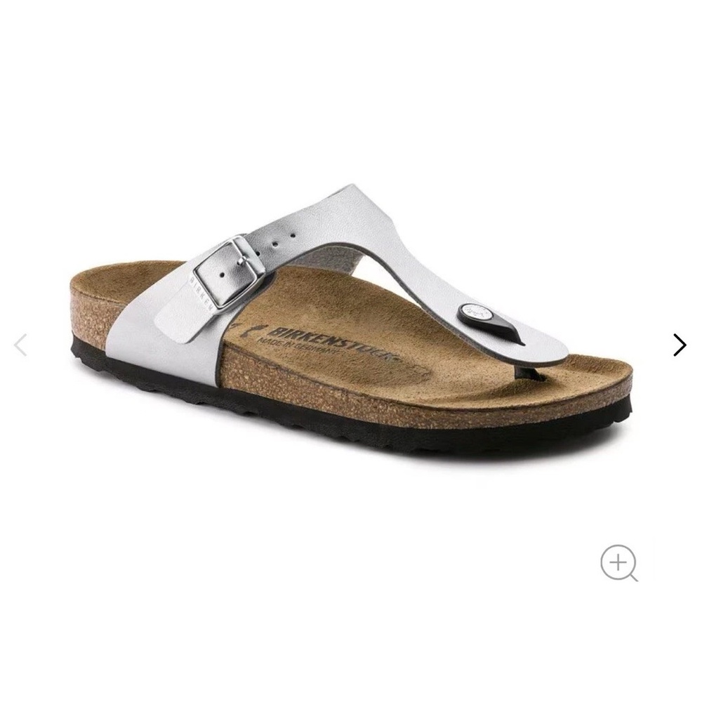 Birkenstock Metallic Silver Thong Sandals